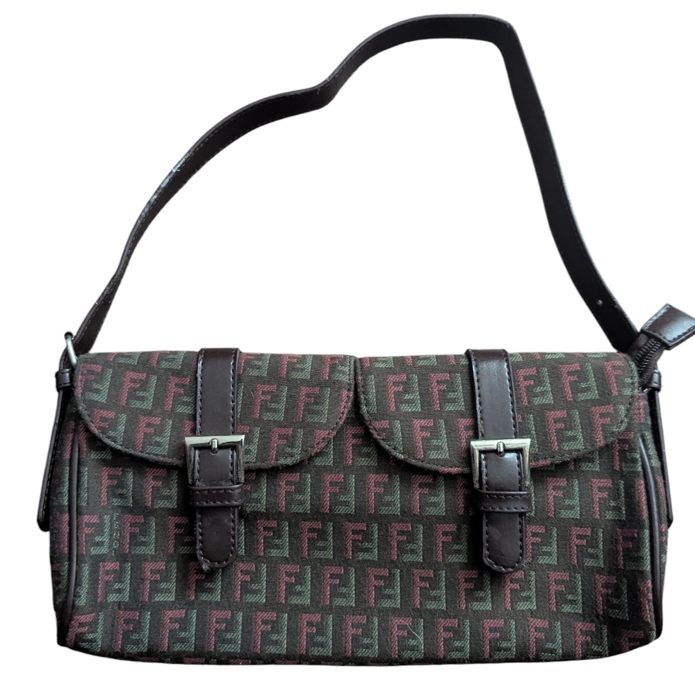 Fendi Style Brown Buckle Shoulder Bag